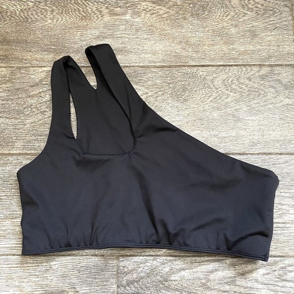 Reformation Simone Ecomove One Shoulder Cut Out Sports Bra Sz L Black - Picture 1 of 5
